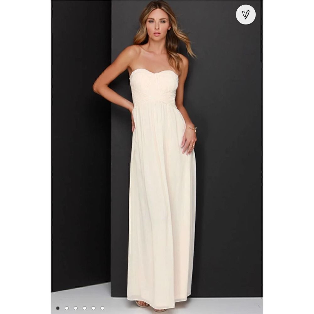 Lulus A star is bien cream strapless maxi dress XL